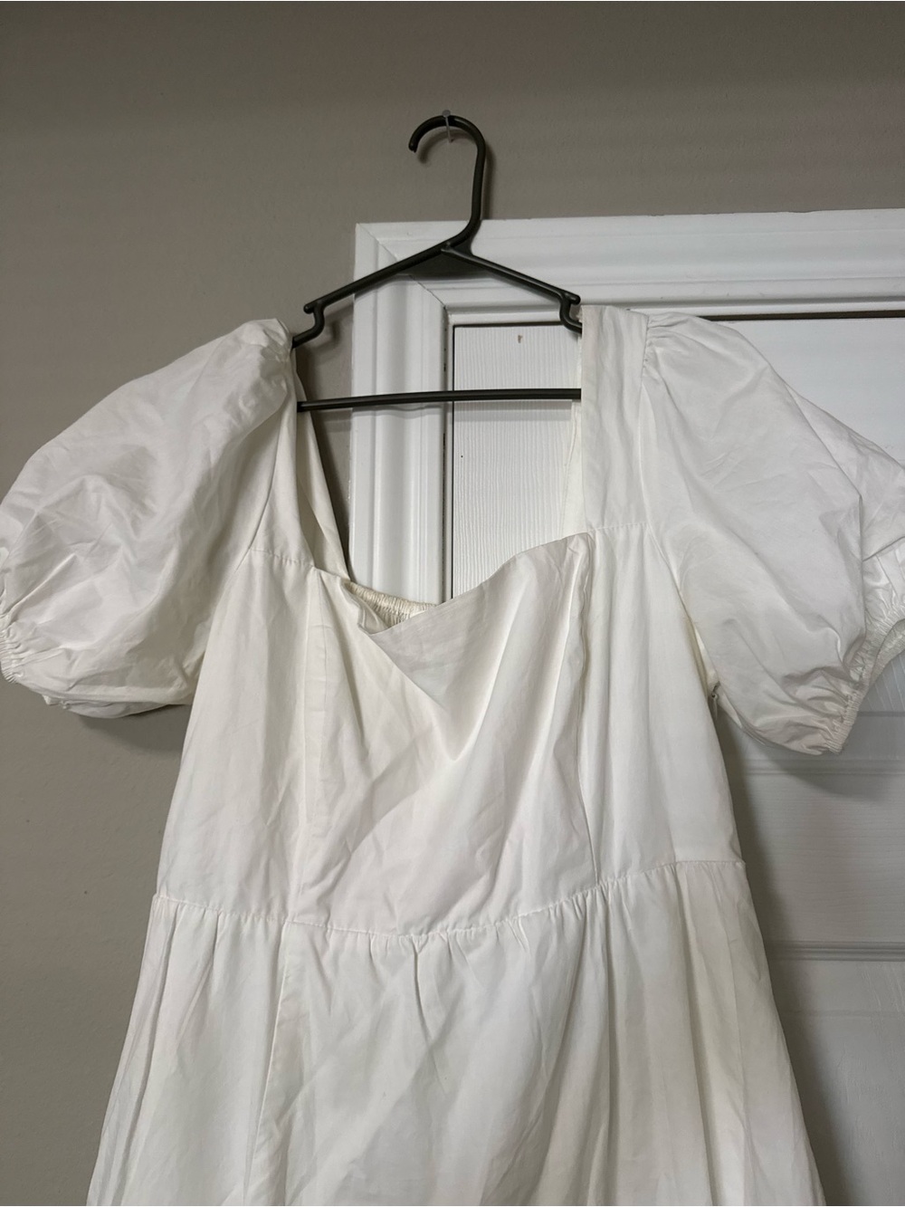 ASTR White Puff-Sleeve Square-Neck Midi Dress - Picture 3 of 7